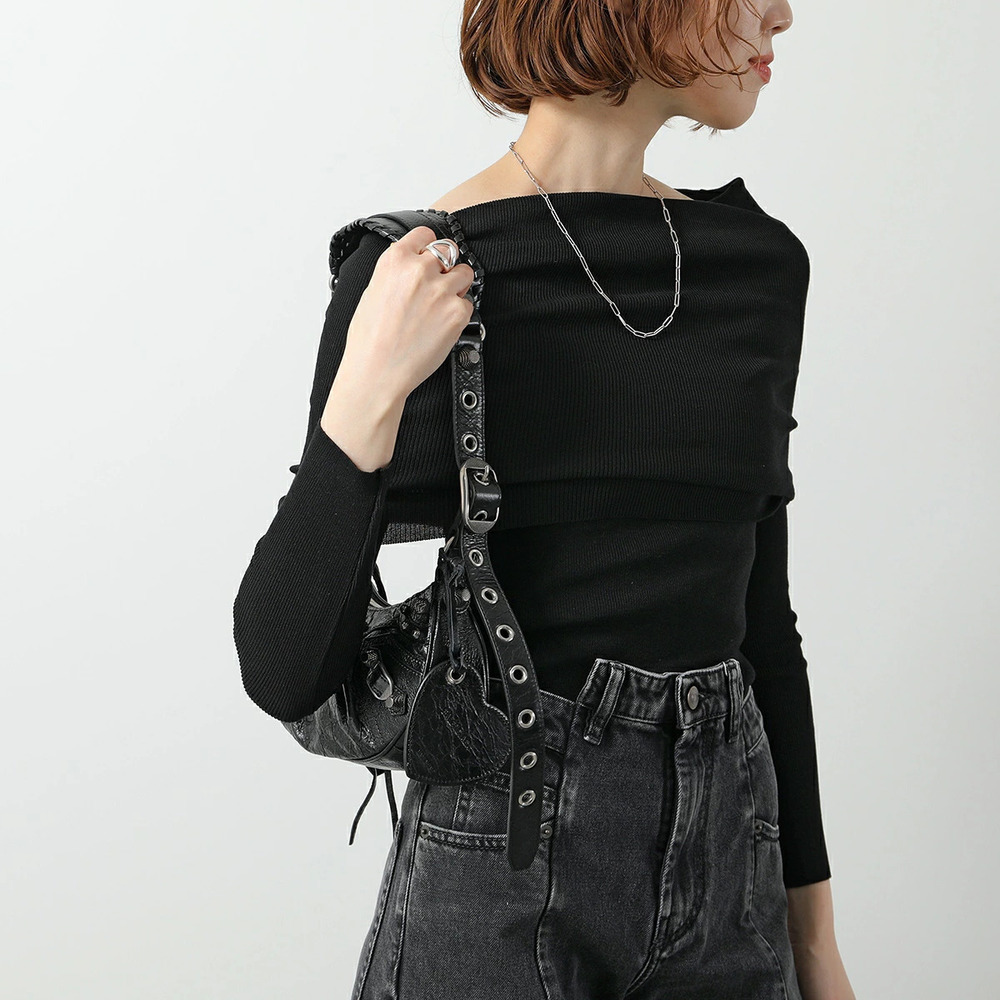 Balenciaga BLACK LE Mirror Handbag Heart CAGOLE SHO BAG Shoulder Black